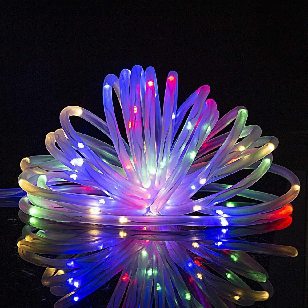 anso Solar LED Powered Fairy String Rope Strip Lights Waterproof Outdoor Garden Patio Yard Path Lamp (Multi-Color,99FT 300LEDS)