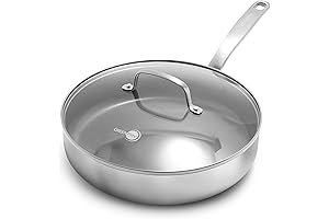 GreenPan Chatham Tri-Ply Stainless Steel Healthy Ceramic Nonstick 3.75QT Sauté Pan with Lid