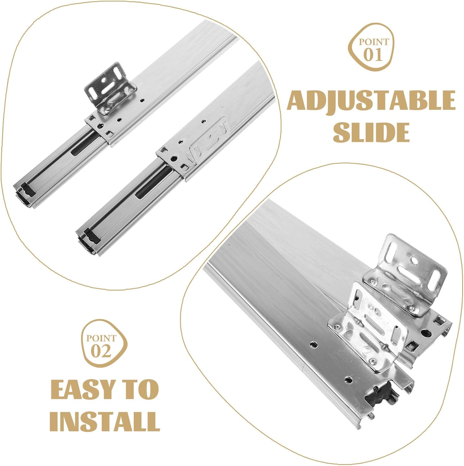 45mm Wide Cabinet Drawer Slides 14 Inch Heavy Duty Guide Rails for Kitchen Storage Bins and Cabinet Sliders Full Extension Drawer Glides Replacement Set