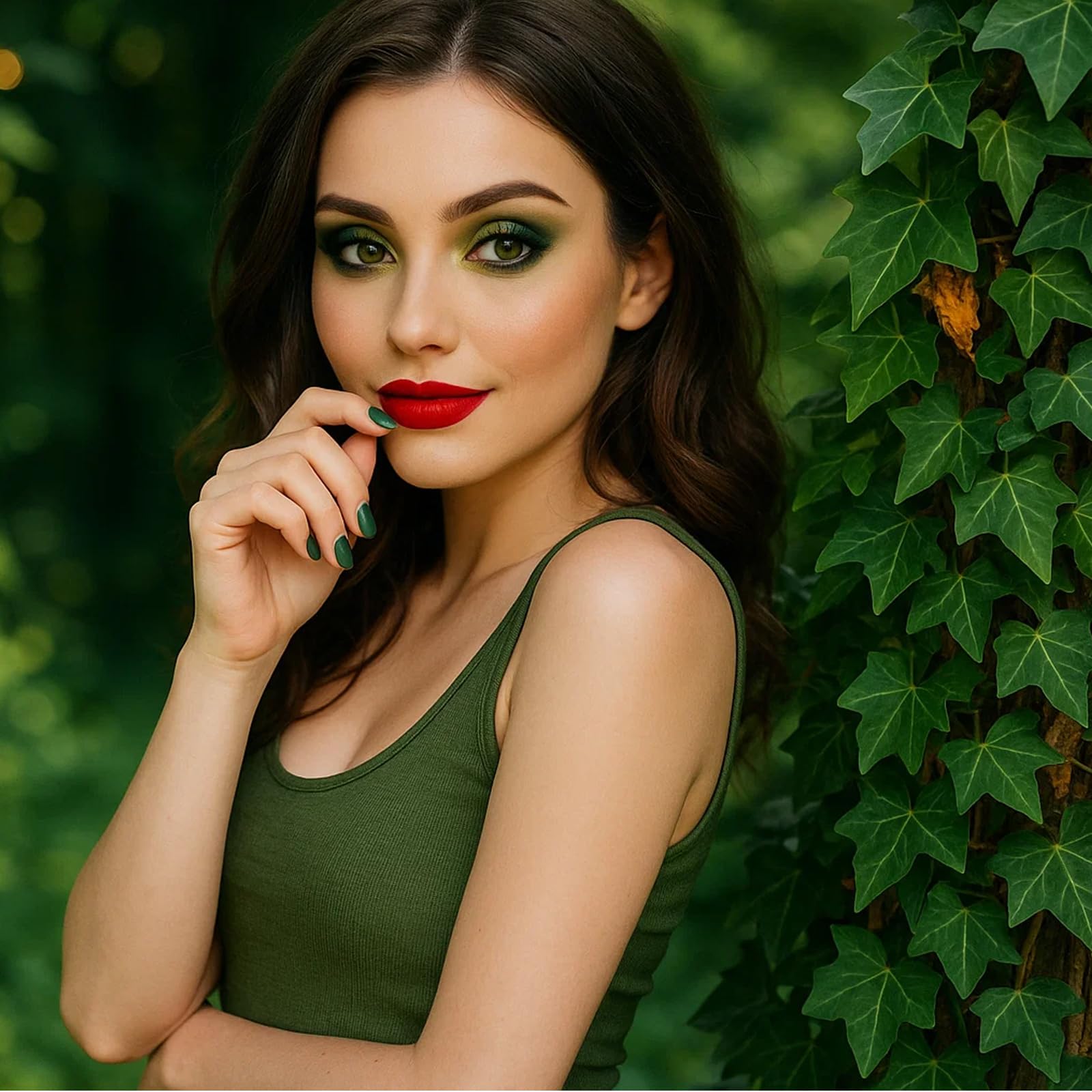 Green Smokey Eyeshadow Palette, 9 Highly Pigmented Matte & Shimmer Shades, Waterproof & Long-Lasting, with Dual-Ended Brush - Image 2