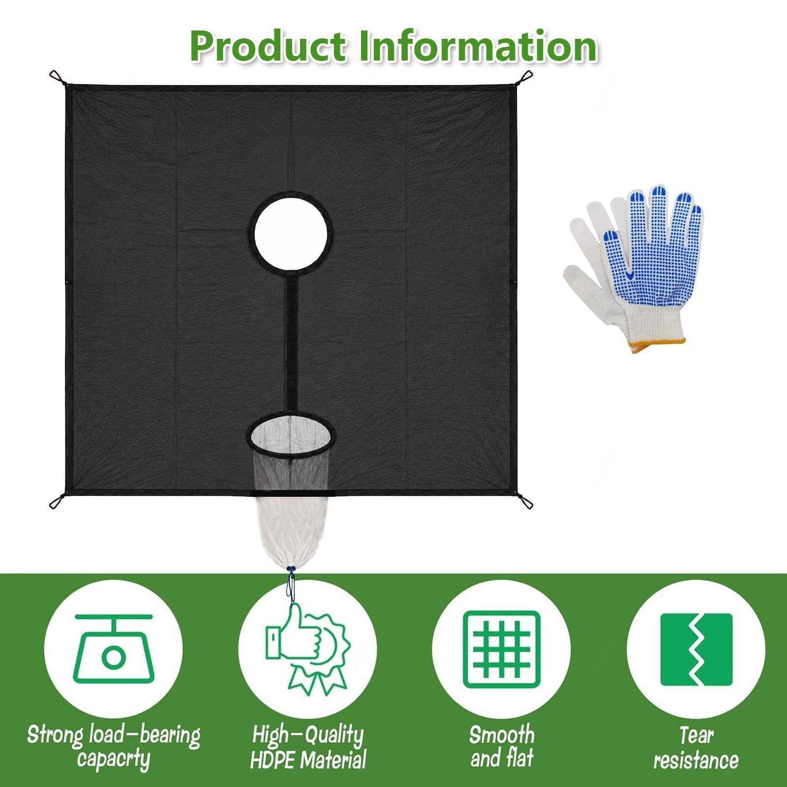Red de cosecha para recolector de frutas con exportación de frutas 20 pies | Correa de cuerda lateral de aro y bucle, red de recolección de frutas para cosecha agrícola reutilizable para árboles