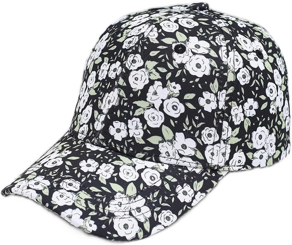 Floral Print Baseball Cap - Women's Retro Stylish Curved Brim Trucker Hat Versatile Trendy Cap