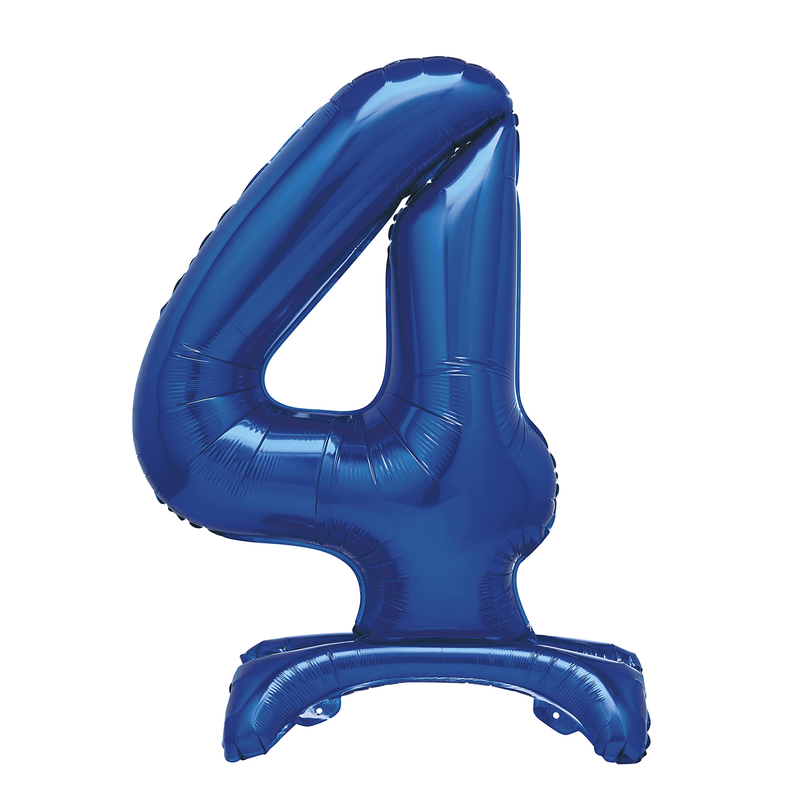 Unique Blue Standing Number 4 Foil Balloon 30", Packaged
