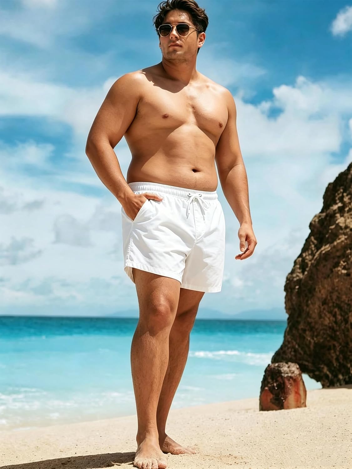 JIHUILAI Men's Big and Tall Swim Trunks Quick Dry Board Shorts Mesh Liner Bathing Suits Beach Shorts for Men Plus Size 3X-6X