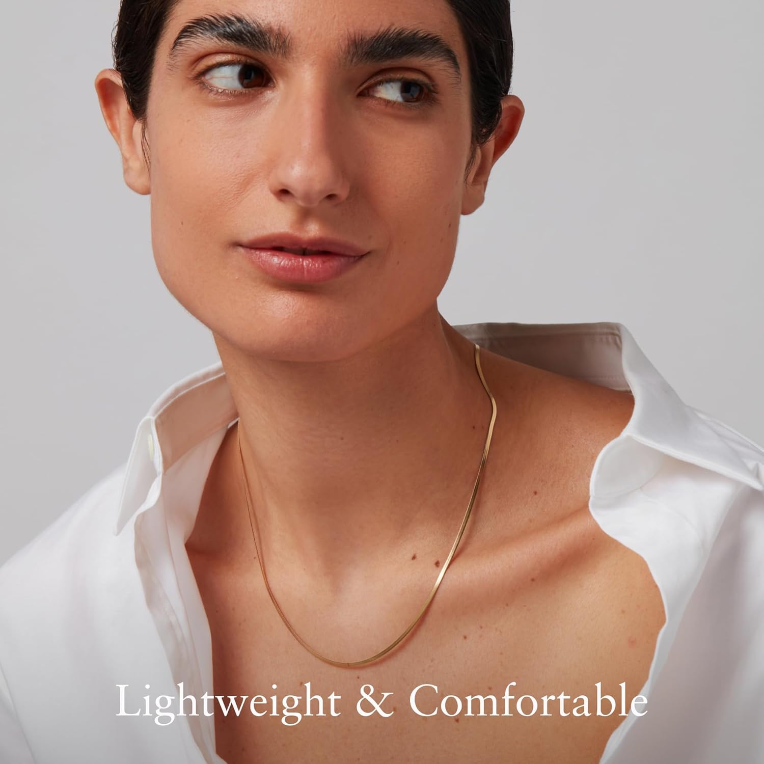 JENNY BIRD Zeina Slim Flat Snake Chain Necklace | High Polish Gold, Lobster Clasp | Sleek, Chunky Designer Jewelry for Women - Image 6