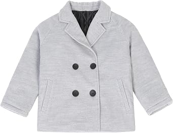 ThCreasa Boys Classic Double Breasted Pea Coat Wool Blend Notch Lapel Fall Winter Dress Coats