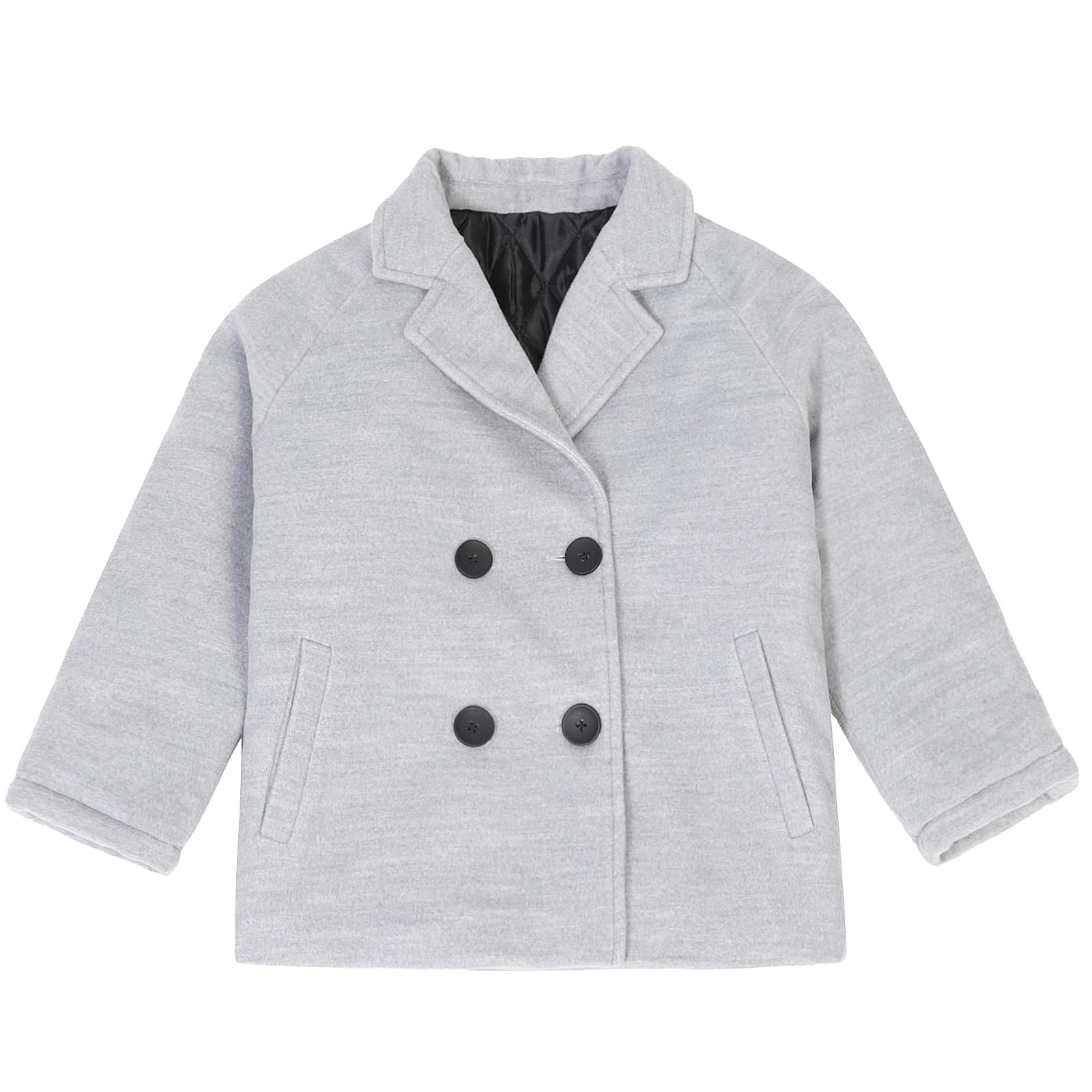 ThCreasa Boys Classic Double Breasted Pea Coat Wool Blend Notch Lapel Fall Winter Dress Coats
