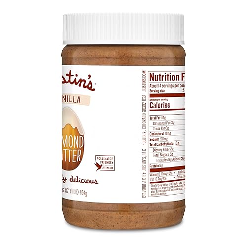 Miniatura 55 de Justin's Mantequilla de almendras de canela, sin revuelta, sin gluten, sin OMG, de origen responsable, tarro de 16 onzas