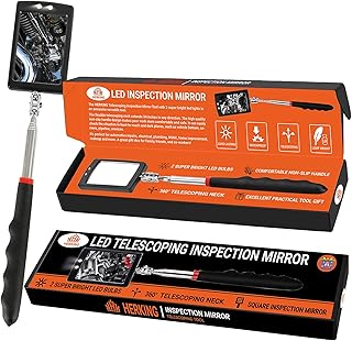 HERKING Stocking Stuffers for Men - Telescoping Inspection Mirror with LED Light, Square Mechanic Mirror Tool, Christmas Gifts for Men, Mens Gifts Idea for Dad, Husband, Boyfriend, Handyman