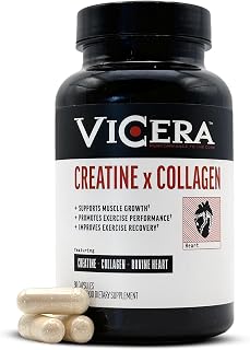 VICERA Creatine + Collagen Capsules, HCl Creatine and Collagen Supplement with Probiotics, Gluten Free, Non GMO, Easy to Digest Formula, 90 Capsules