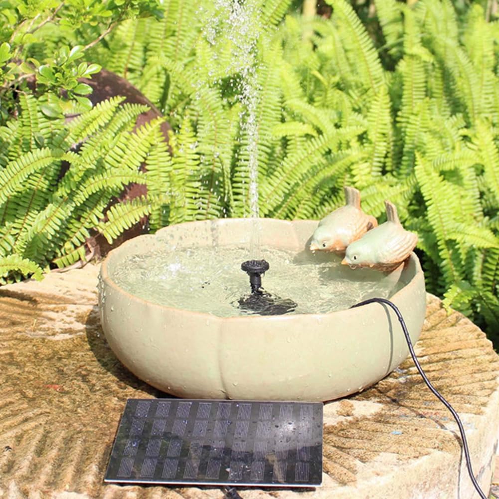 paneles solares, Bomba de fuente solar de bricolaje con boquilla Bomba de fuente de agua alimentada por panel solar Kit de bomba de agua de fuente solar for jardín, baño de pájaros, peces de acuario