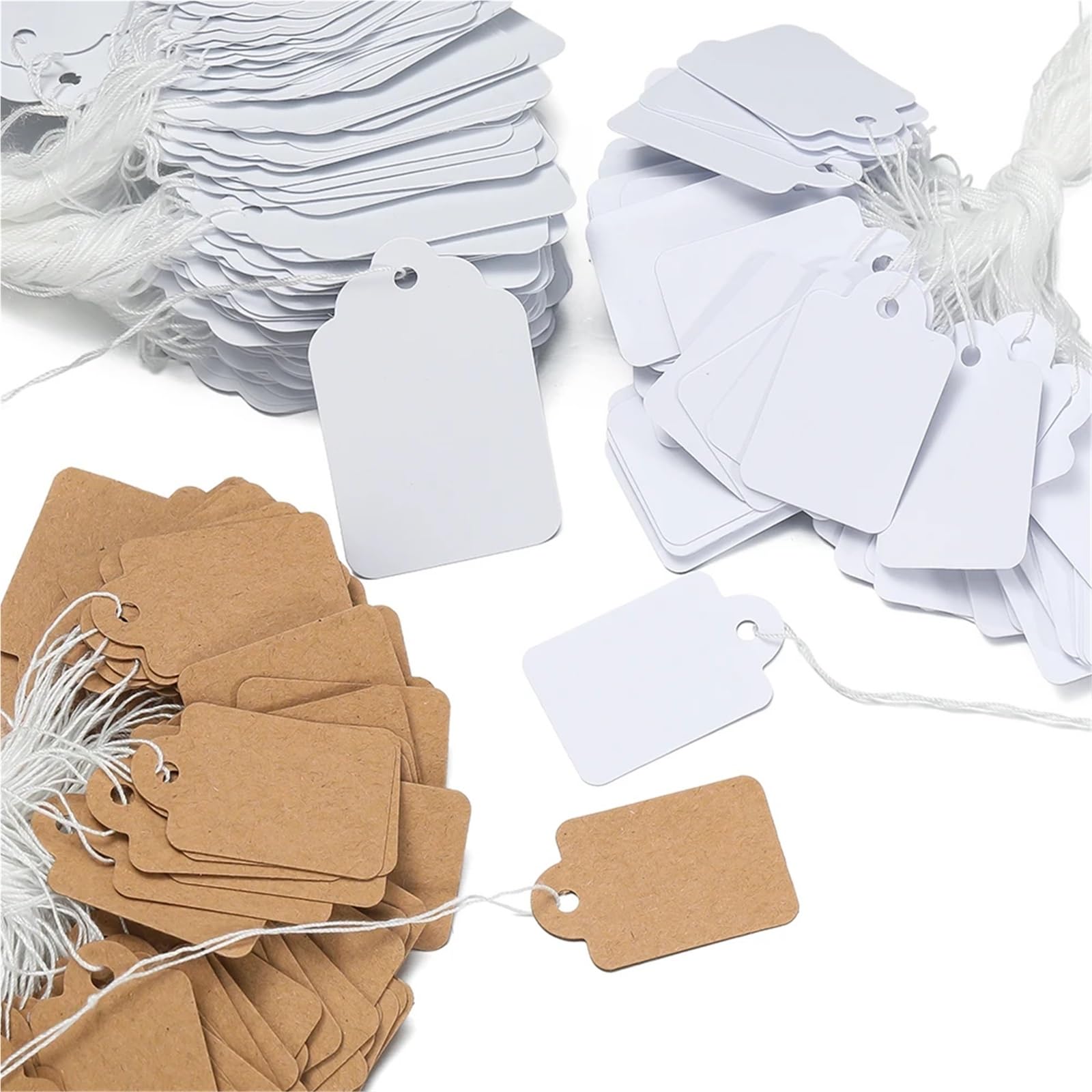 3000 Stück vorbespannte Papierschnuranhänger zur Preisauszeichnung und for Aufhängen von Garagenbeschriftungen
