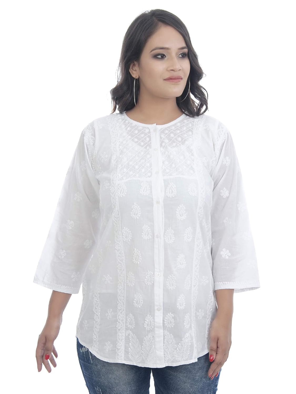 Sanvi Collections Hand Embroidered (Lucknowi Chikankari) keel Shirt for Women 3XL A086103 - Review, Price and Buying Guide