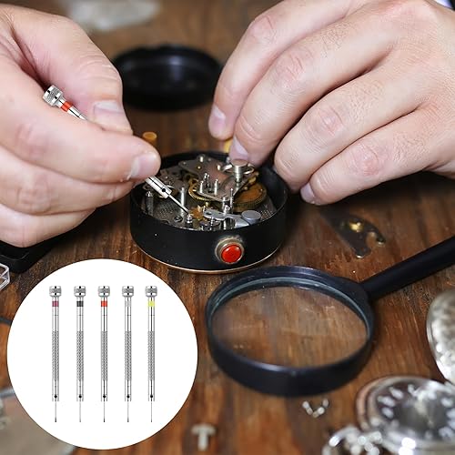 Miniatura 6 de Juego de destornilladores de joyería de micro precisión, 5 destornilladores de cabeza plana de 0.031-0.063 in con 5 cuchillas de repuesto