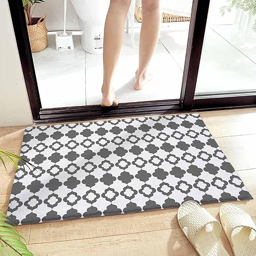 Vintage Bohemia Plush Rug Non Slip Bathroom Mat, Soft Shaggy