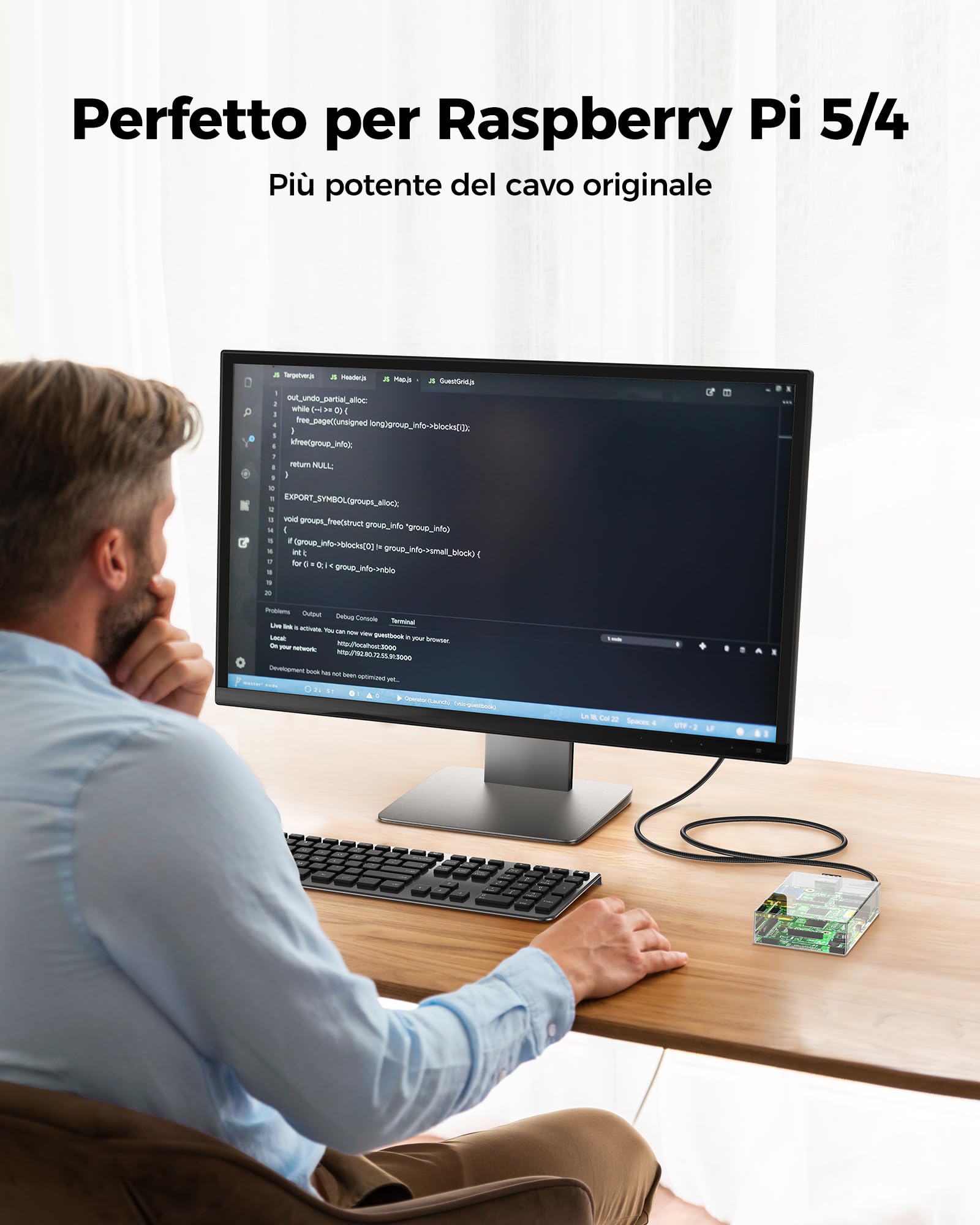 Silkland 8K 4K Micro HDMI to HDMI 5M, [8K@60Hz, 4K@120Hz] Cavo Micro HDMI to HDMI Nylon Intrecciato Supporto 48Gbps, HDR, eARC Kompatibel für Raspberry Pi 5 4, Caméras, Hero, Laptops, TV