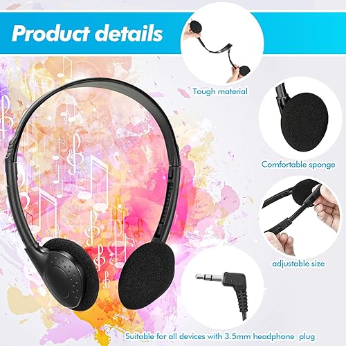 Miniatura 3 de Xuhal Paquete de 200 auriculares para niños a granel para el aula con enchufe de 0.138 in con cable en la oreja para escuela, biblioteca, museos,