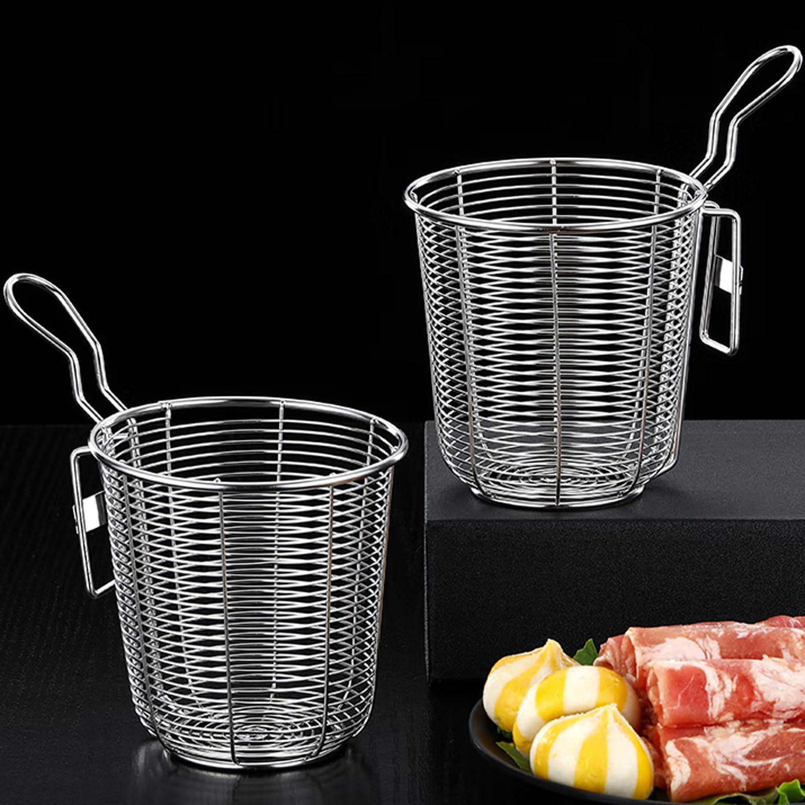 2pcs Hot Pot Strainer Scoops, Stainless Steel Hot Pot Strainer Spoons Fine Mesh Skimmer Spoon Asian Strainer Ladle with Handle, Food Strainers Good for Hot Pot, pasta, Dumpling Cooking, 4.5 Inch