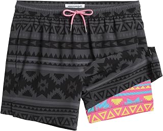 MaaMgic Men's 5 Inch Stretch Swim Trunks with Compression Liner - Quick Dry Board Shorts for Beach Surf
