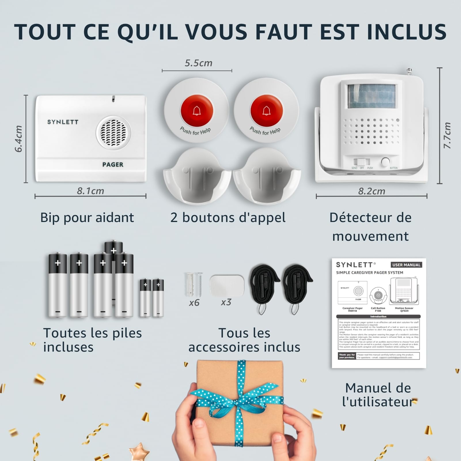 2 Bips aidants avec 2 Boutons et détecteur de Mouvement
