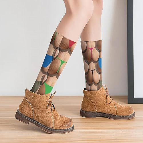 Miniatura 8 de Calcetines de decoración de vestido, calcetines cómodos y transpirables, calcetines deportivos compatibles con trasero sexy en patrón de bragas,