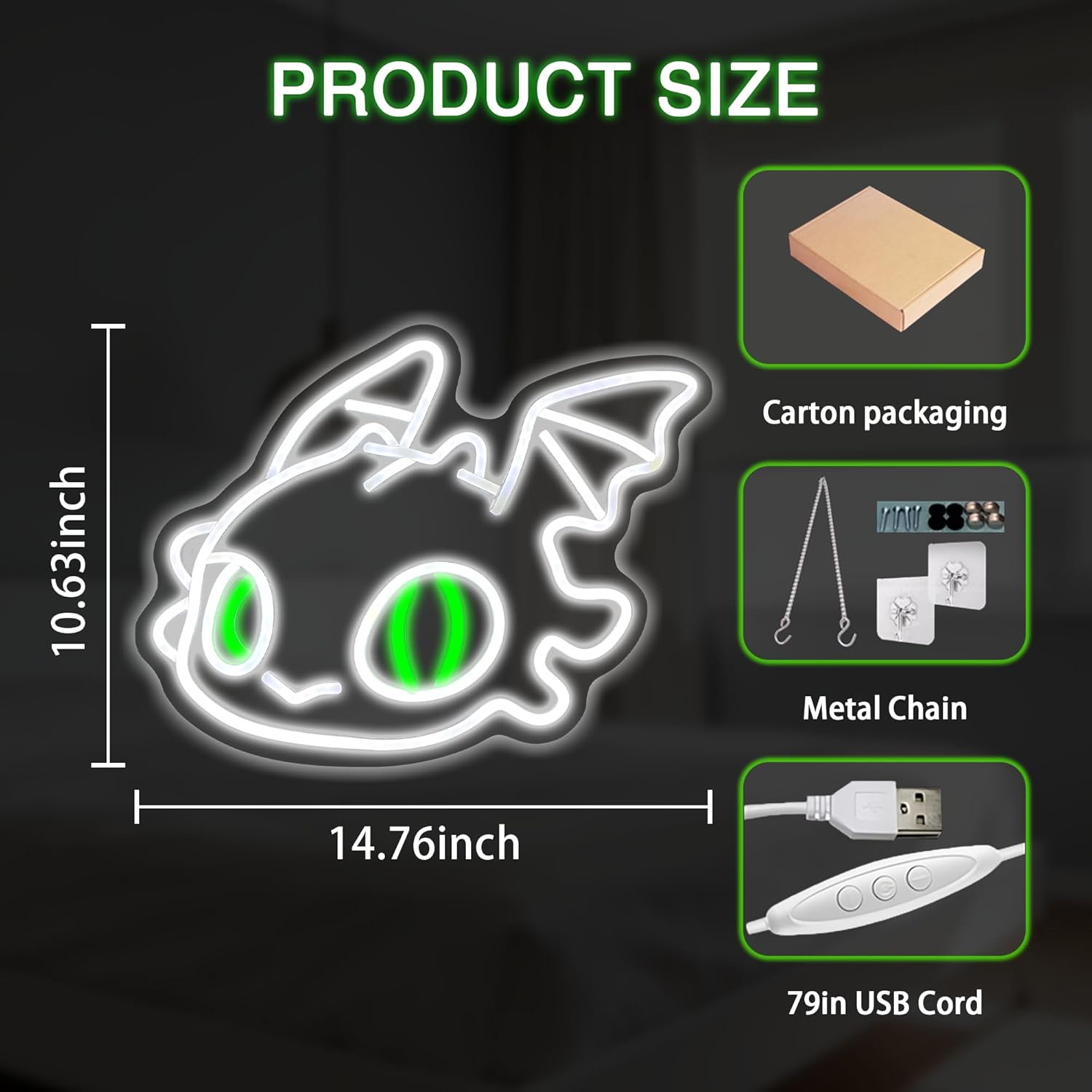 Dragon Neon Sign, Cute Dimmable Led Neon Night Lights Up Anime Decor for Bedroom Living Room Man Cave Home Bar Wall Decoration, Birthday Party Christmas Gifts for Kids Girls Boys Adults (Dragon)