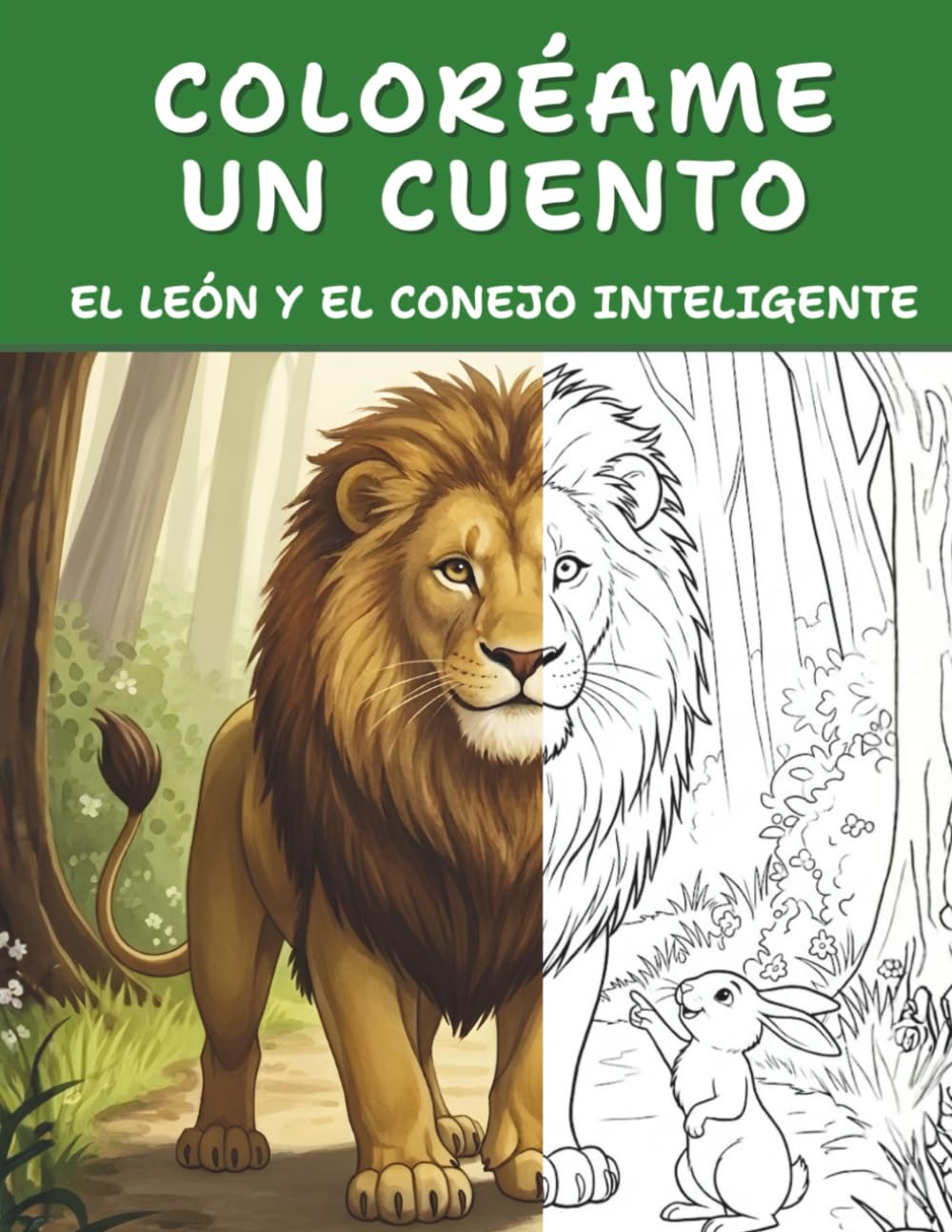Coloréame un Cuento: El león y el conejo inteligente