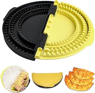 3-in-1 Tortilla Sealer, Tacos Tortilla Crimper Maker, Adjustable Size, For 6"-8-10" Crust, Make Sealed Quesadillas,Tacos, Burritos, Sandwich & More, BPA-Free, Yellow & Black