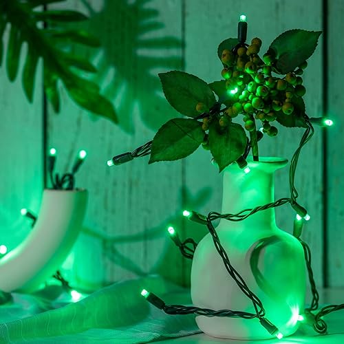 Miniatura 4 de YULETIME Luces LED de Navidad verdes de 0.197in, 48 pies, 140 unidades de 4 pulgadas de espaciado de una pieza, totalmente selladas, de alta