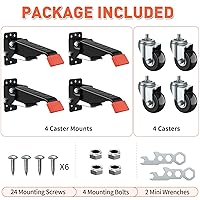 Vista 8 de SPACEKEEPER Juego de ruedas retráctiles para banco de trabajo, 720 libras, ruedas giratorias de banco de alta resistencia, ruedas retráctiles