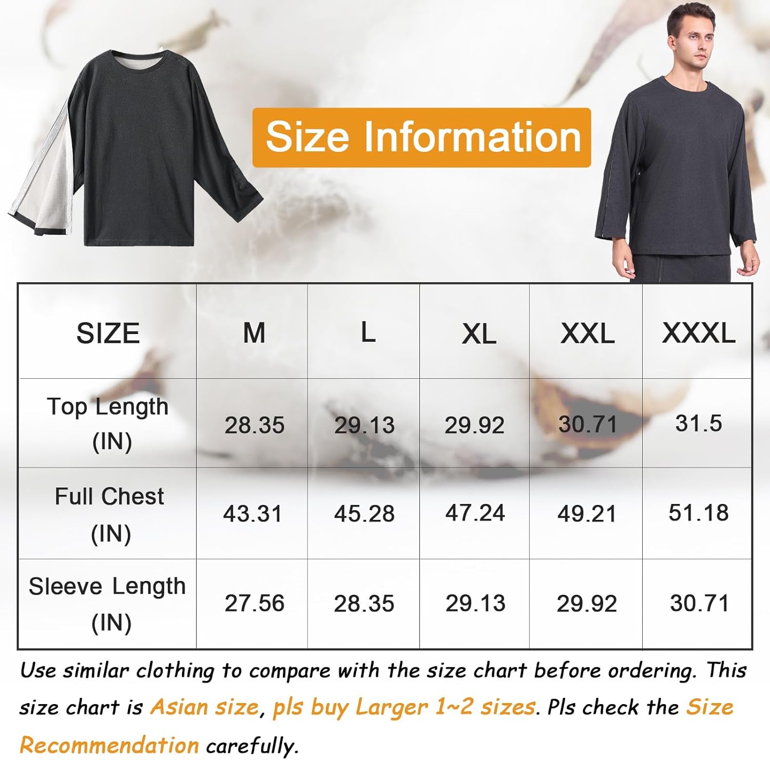 Fleece Snap On Off Post Shoulder Surgery Shirts Men - Image 3