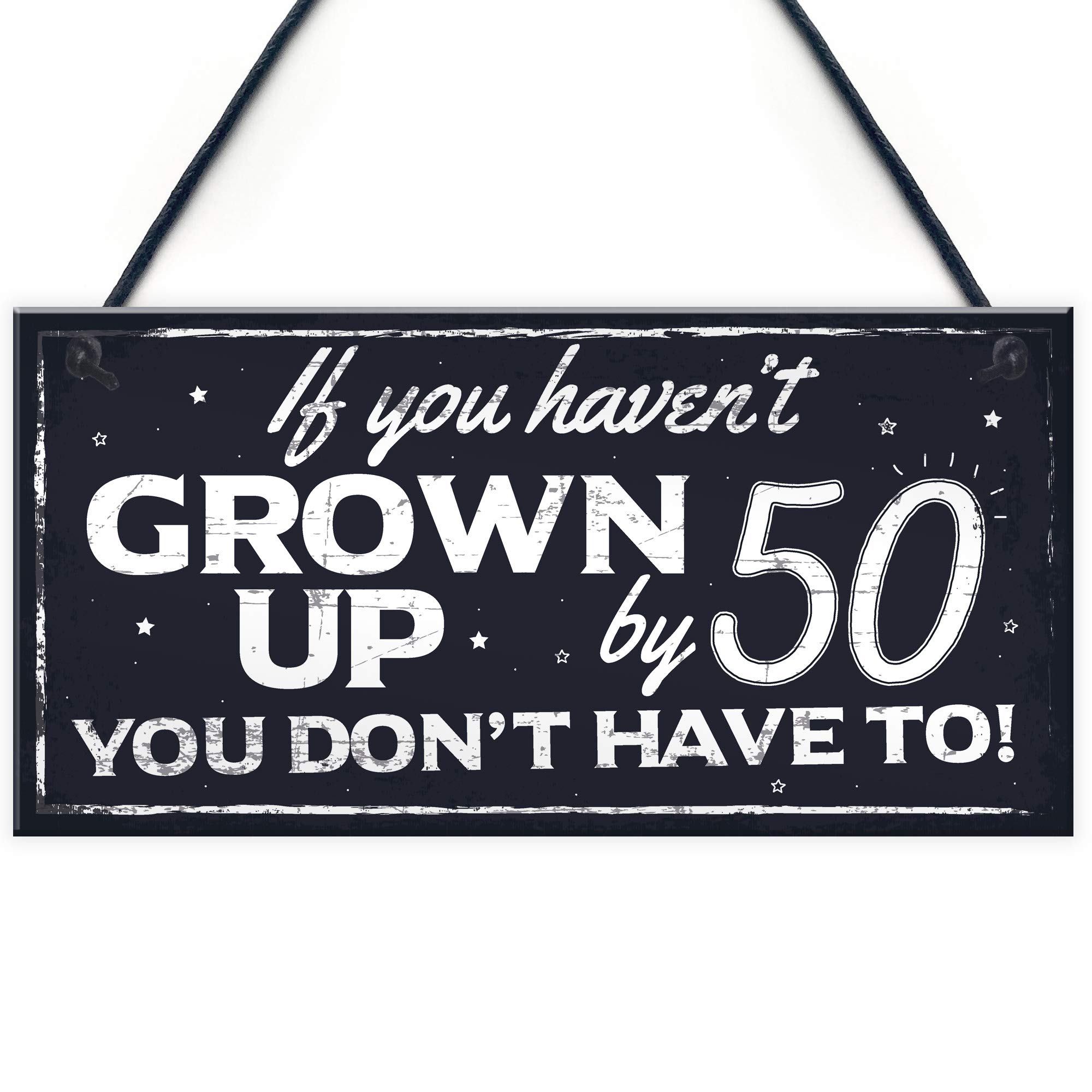 Red Ocean Funny 50th Birthday Hanging Chic Plaque Sign Novelty Friendship Family Mum Dad Gift For Him Her