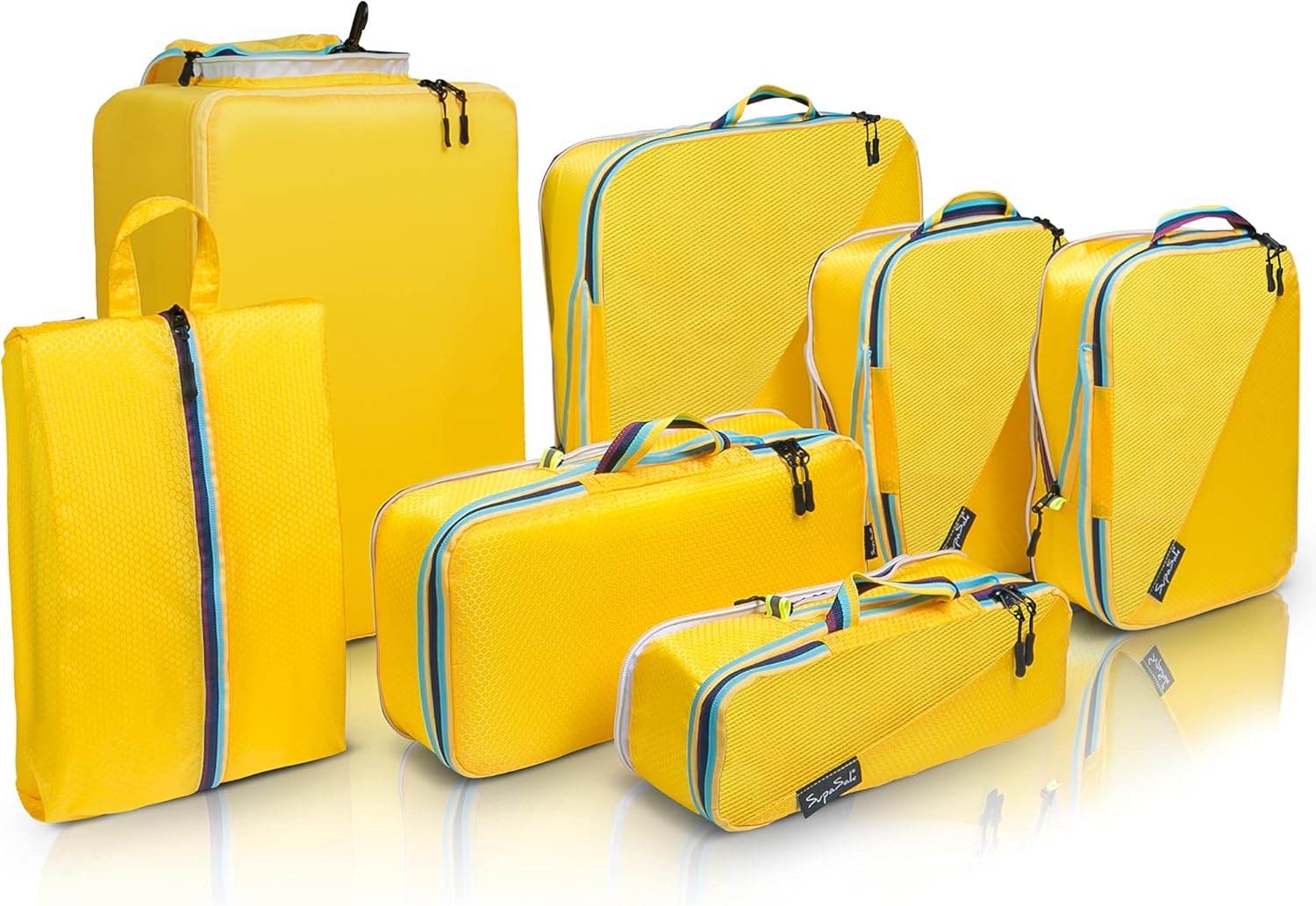 SupaSak Compression Packing Cubes, Travel Luggage Organizers (Yellow, 6 Piece Set
