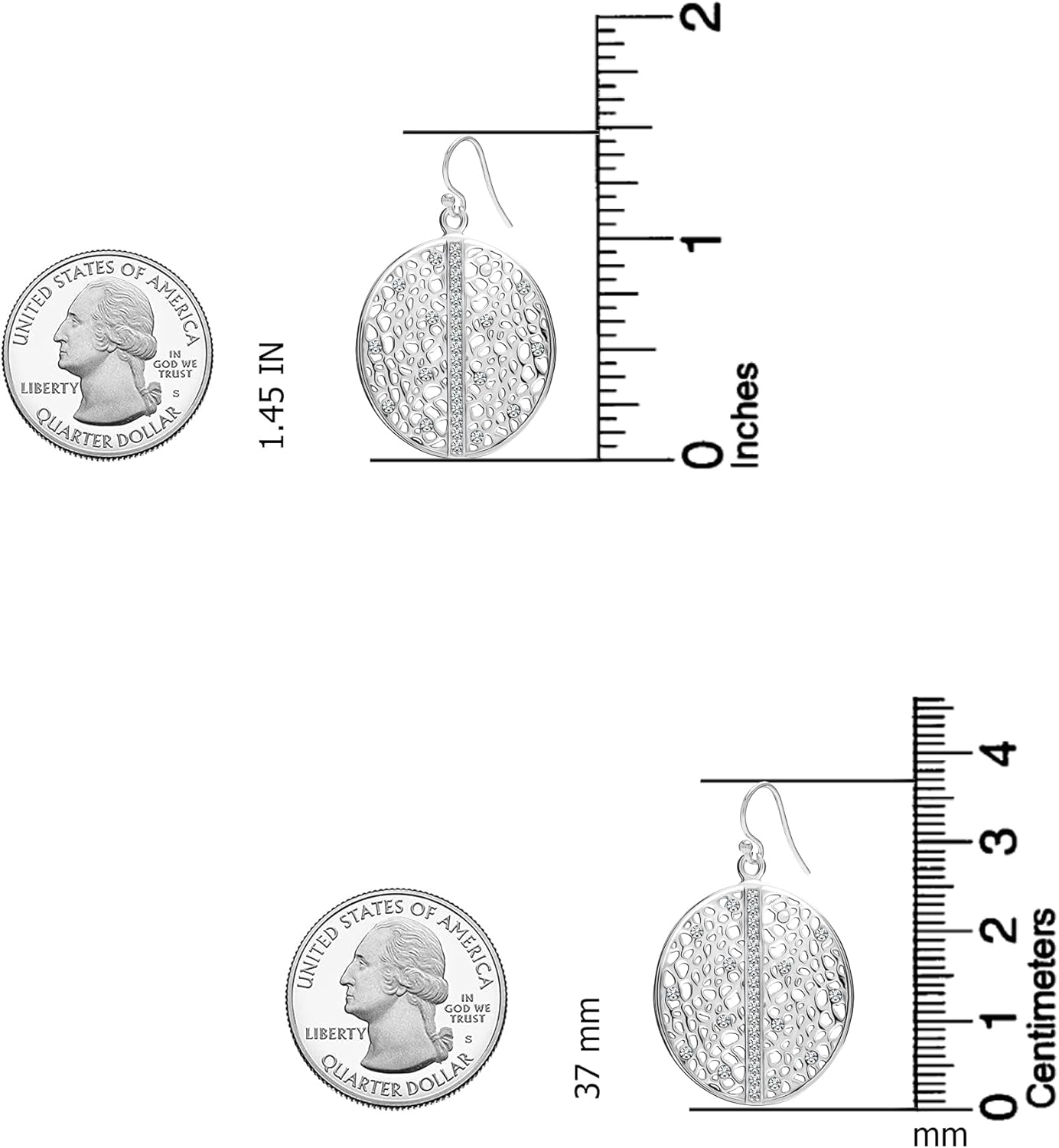 LeCalla Sterling Silver Dangle Earrings for Women | 925 Sterling Silver Long Interlocked Handmade Textured Drop Earring for Women - Image 4