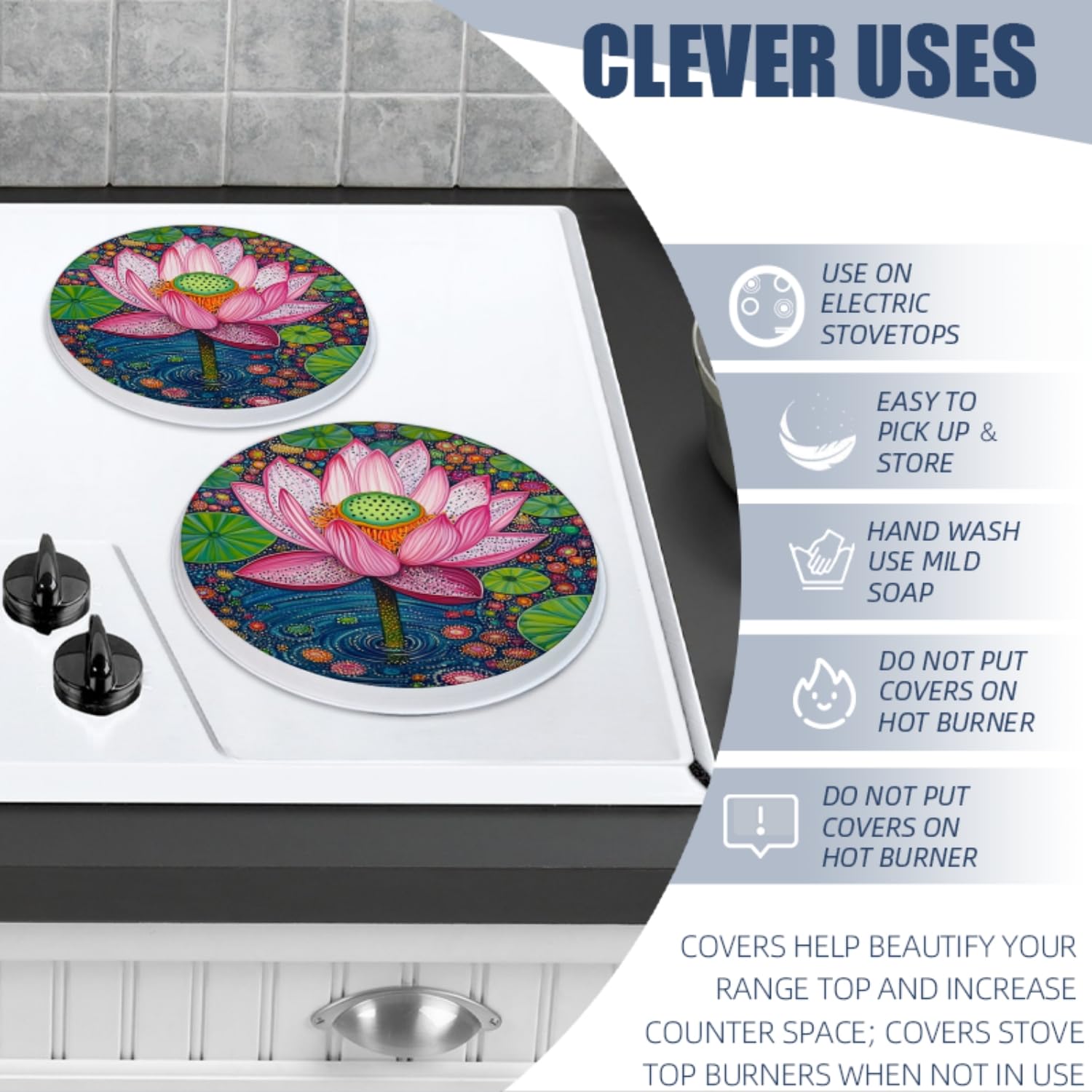Juego de 4 fundas para quemadores de estufa eléctrica, para accesorios de cocina, punto caprichoso, cubierta de metal de gas relleno para expandir la decoración de la estufa