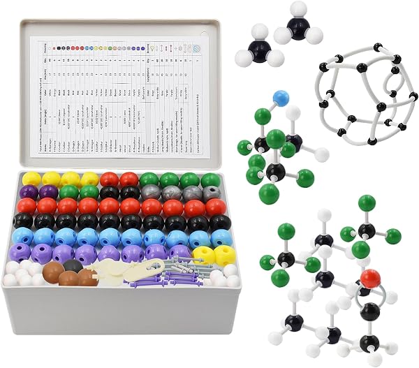 Zestaw modeli molekularnych do chemii, nieorganiczna i organiczna, budowanie ogniw atomowych, zabawki edukacyjne, zestaw do nauki dla nauczycieli, studentów, naukowców, klasy chemii, 444 szt