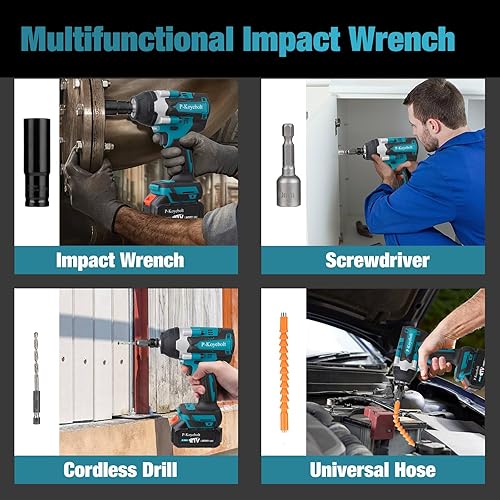 Miniatura 9 de Llave de impacto inalámbrica de 12 pulgada, 406 pies-libras (550 N.m), pistola de impacto eléctrica sin escobillas de 21 V, con velocidad de 4