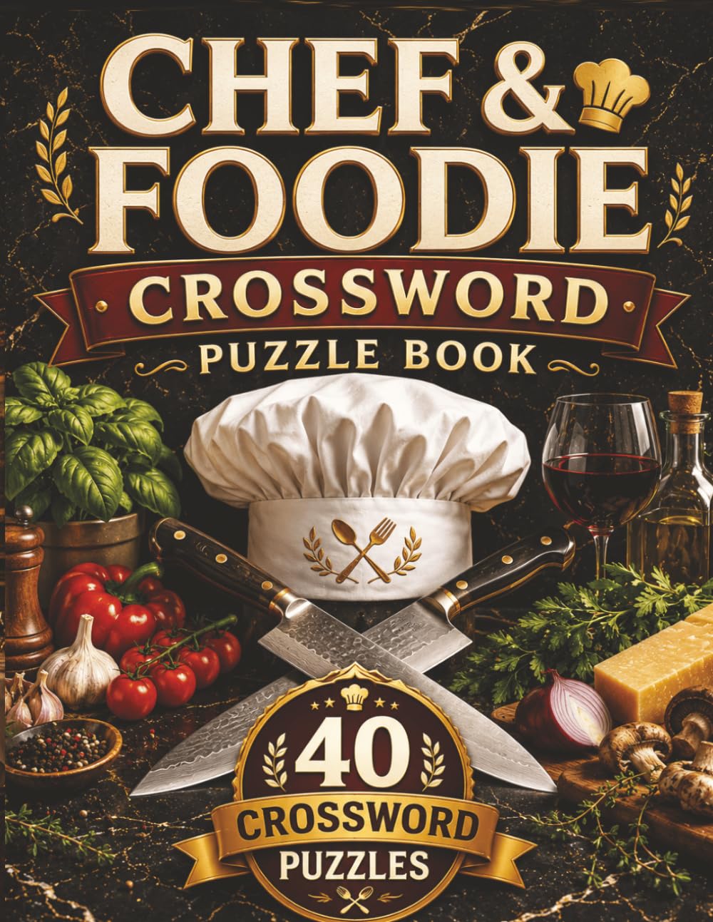 Chef & Foodie Crossword Puzzle Book for Adults: 40 Crossword Puzzles Covering Food & Cooking — A Fun and Challenging Gift for Adults