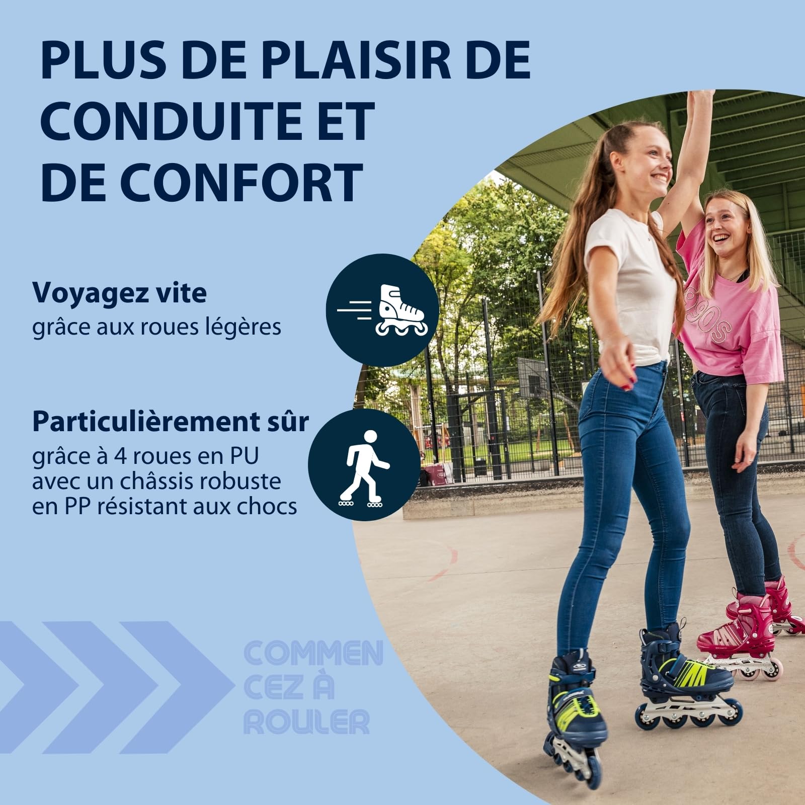 HUDORA Inline Skates Comfort - Inline Skates for Children and Teenagers in Various Sizes - Roller Skates up to 6 Sizes Adjustable in Width and Length - Breathable Leisure Inline Skates