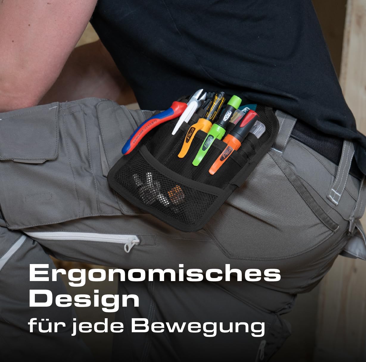 Pica Master Belt 55060 I hochwertige Gürteltasche I Werkzeuggürtel für Handwerker I enthält Pica Dry 3030, Dry Minen 4020, Ink schwarz, Visor Permanent 990/40, Instant-White Permanent Pen 532