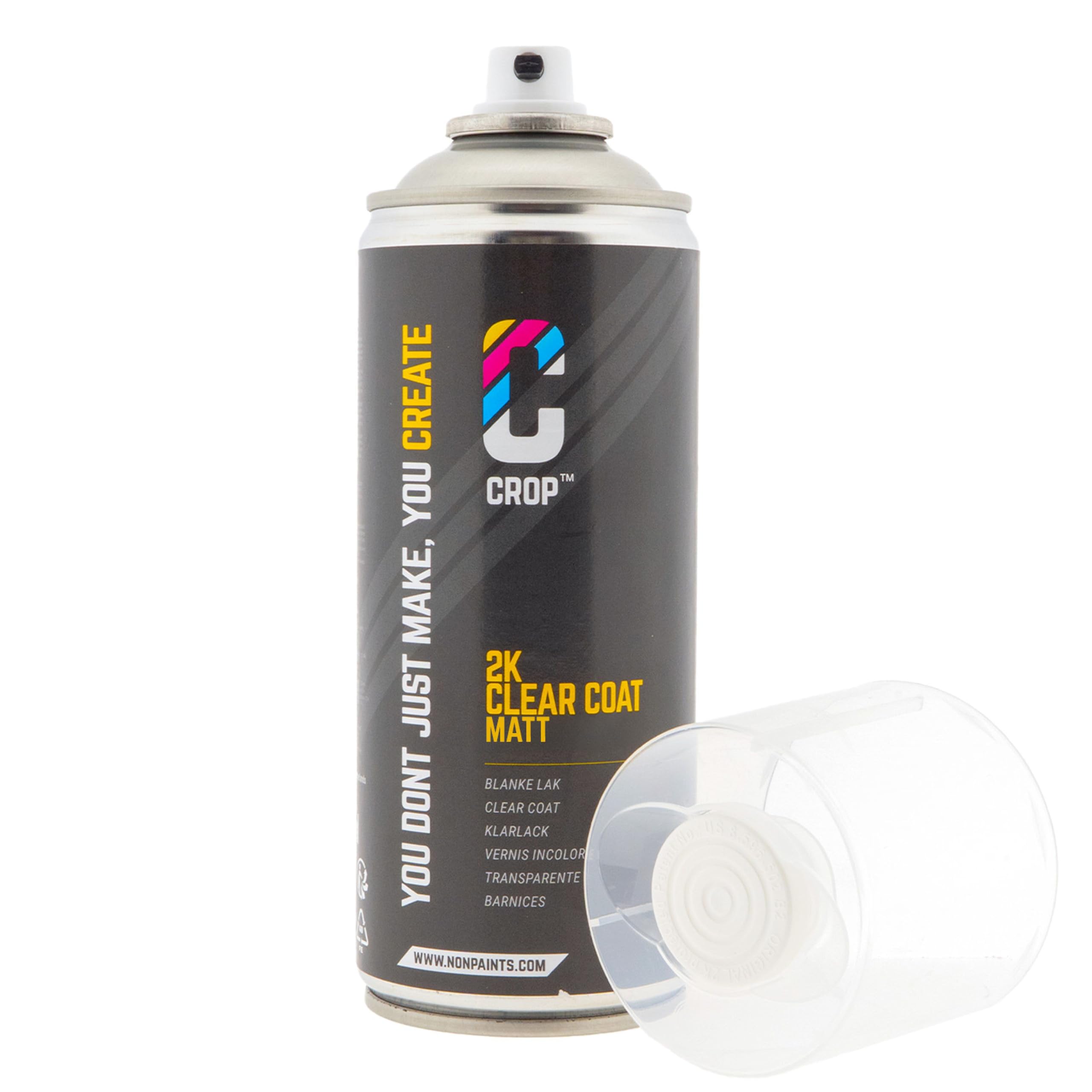 CROP Vernis transparent 2K en bombe - Mat - Finition professionnelle résistante aux rayures pour carrosserie & jantes - 400 ML - Séchage rapide & facile à appliquer