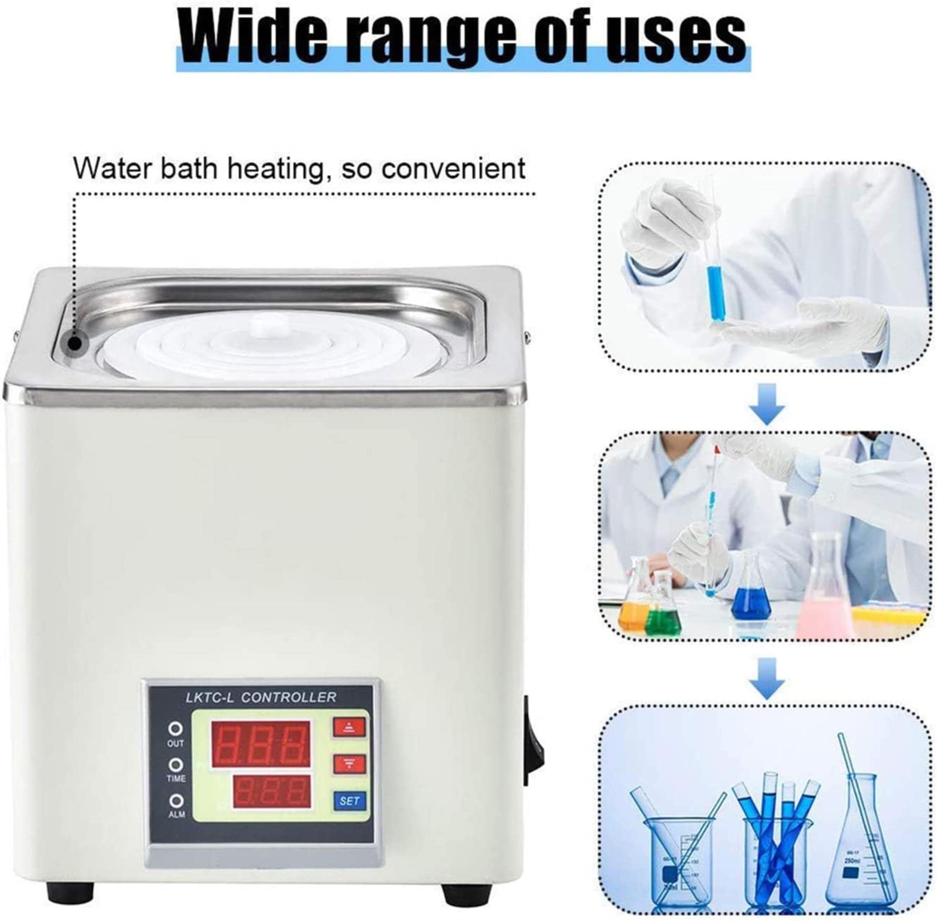 Baño María de Laboratorio Digital, baño María termostático con Aberturas seleccionables, Acero Inoxidable 304 resolución 0,1 ℃ Baño María eléctrico con Temperatura Constante