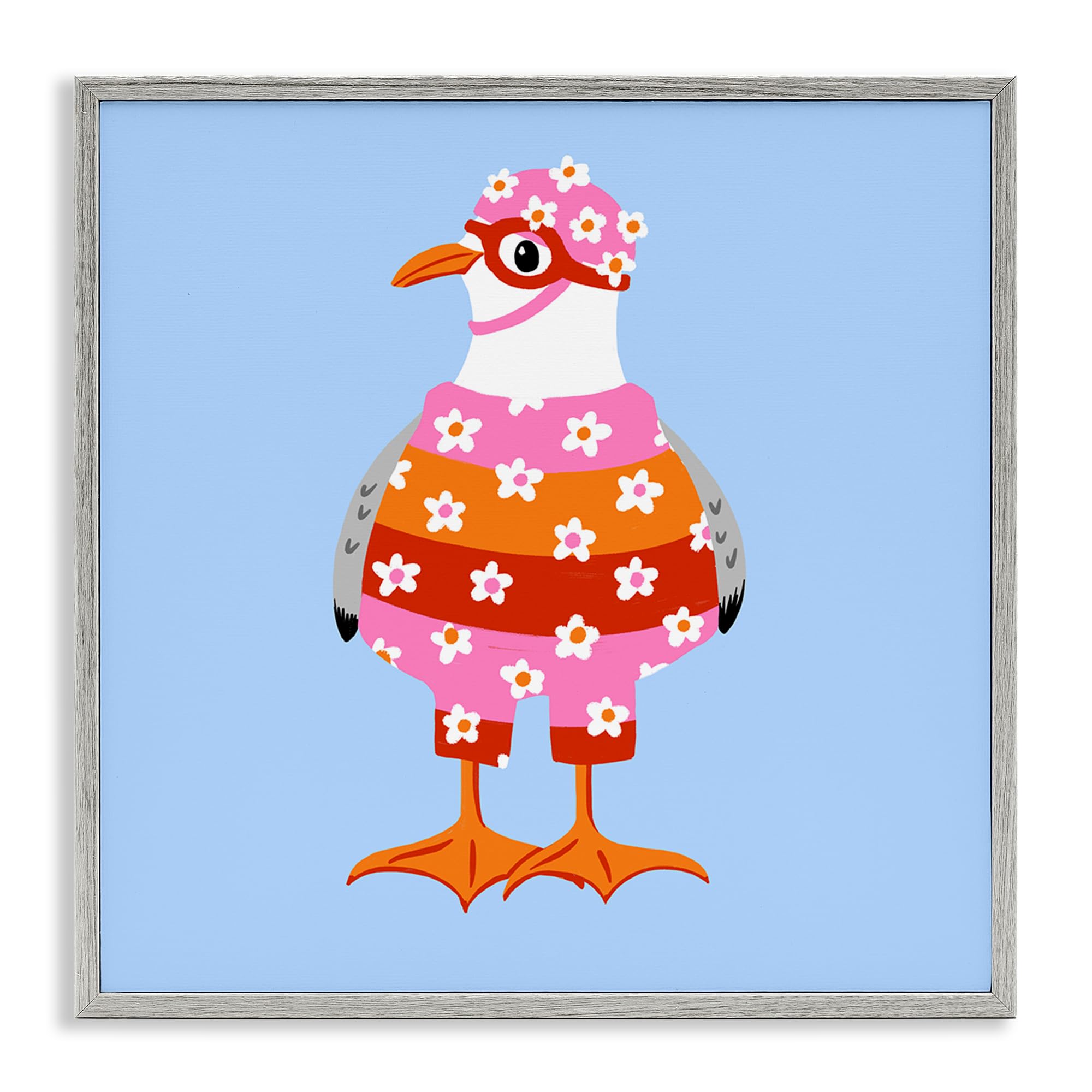 Combinaison de plongée Sassy Seagull Stupell Industries grand tableau mural carré avec cadre gris