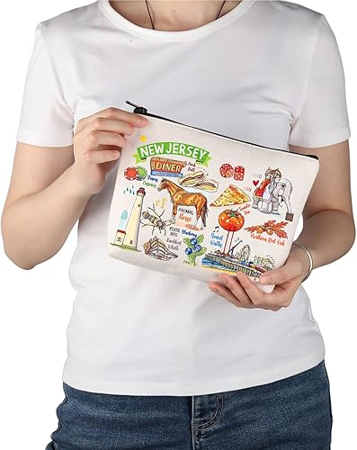 Miniatura 6 de PWHAOO New Jersey State Souvenirs Gift Bolsa de maquillaje de Nueva Jersey Bolsa de cosméticos para el hogar de Nueva Jersey Regalo de turismo de