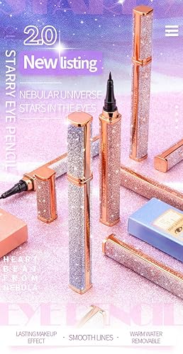 Easilydays Delineador de ojos a prueba de agua, delineador de ojos negro estrellado, delineador de ojos a prueba de manchas con punta de aguja Easilydays Delineador de ojos a prueba de agua, delineador de ojos negro estrellado, delineador de ojos a prueba de manchas con punta de aguja