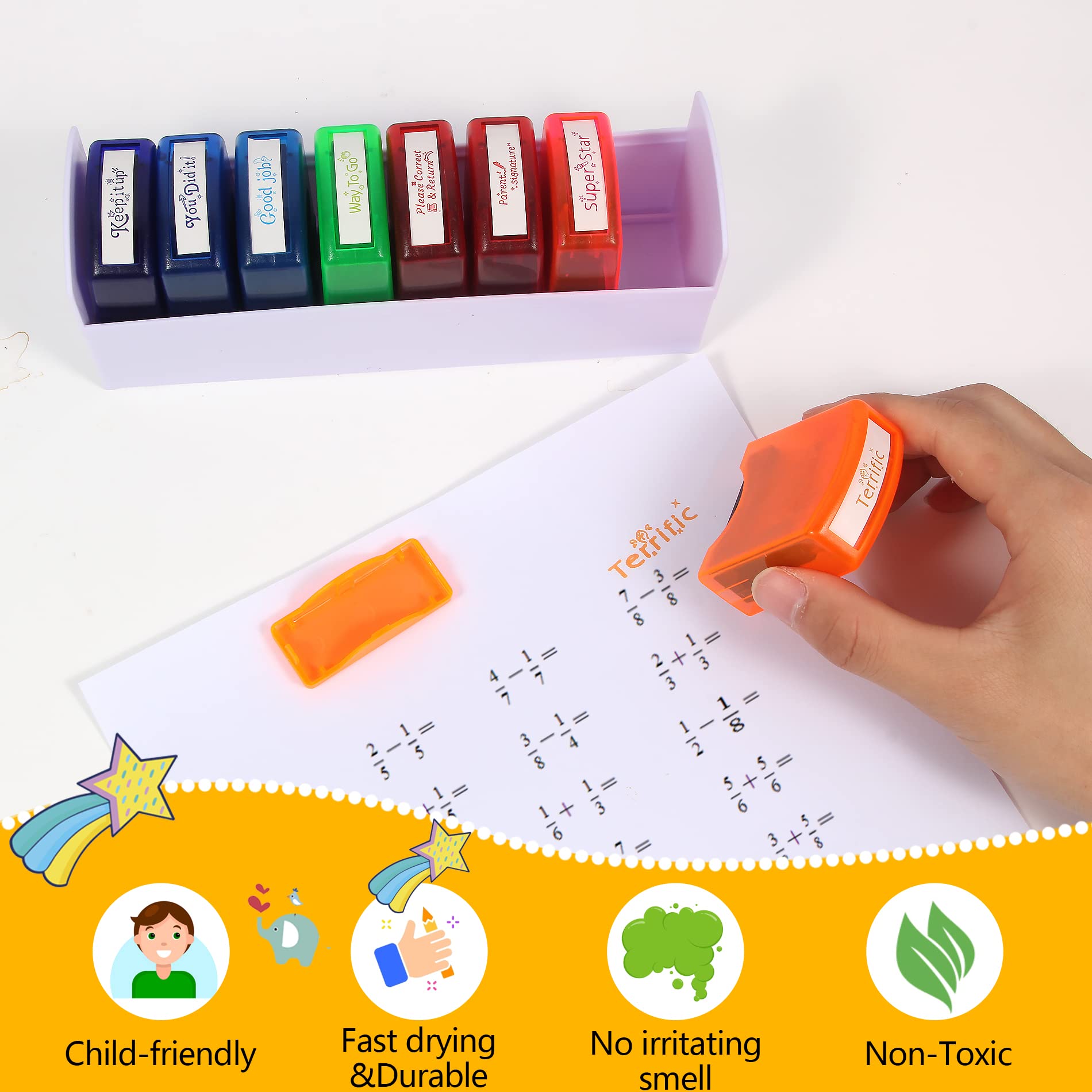 8 Pcs Teacher Stamps For Classroom Self Inking Grading Stamps Gifts Spanish