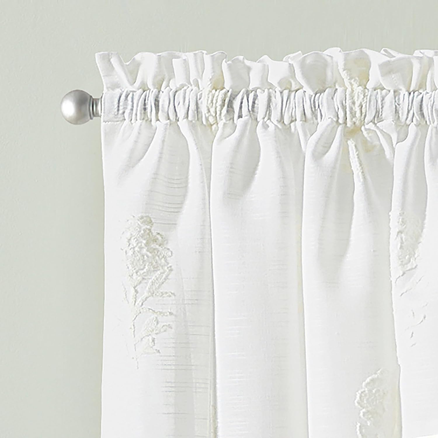 Curtainworks Kitchen Curtain Swag Pair, 58 x 14 in, White Floral, 2-Piece