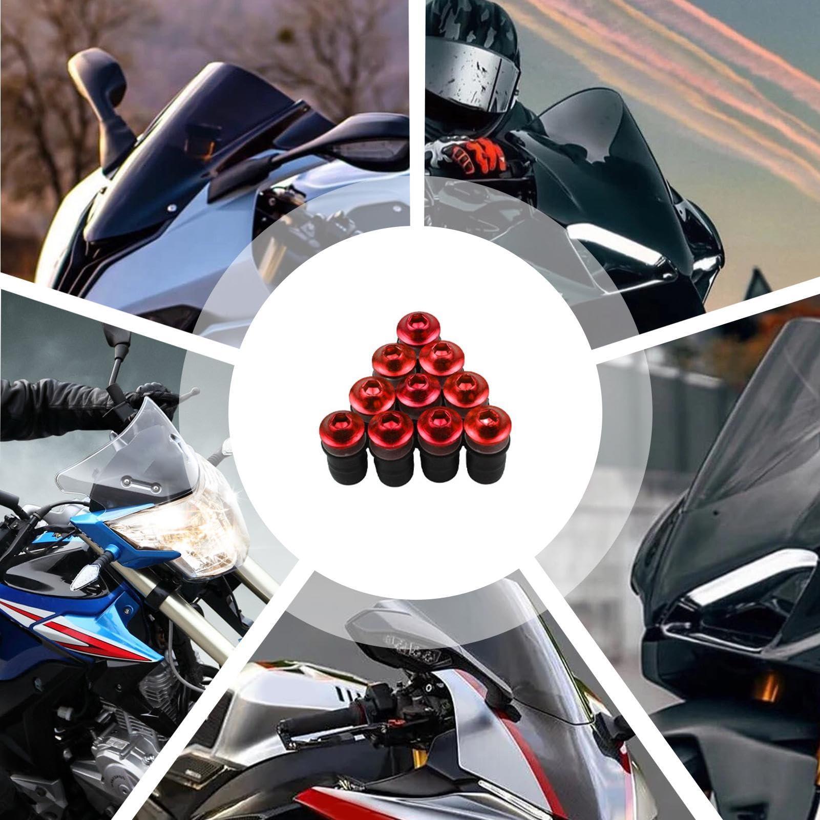 Viti Alluminio Nero Moto Kit 10 Bulloni M5 Per Carenatura Moto - Viti Parabrezza Con Wellnuts E Chiave Brugola, Colore Nero Viti Per Carenatura Moto - Foto 9