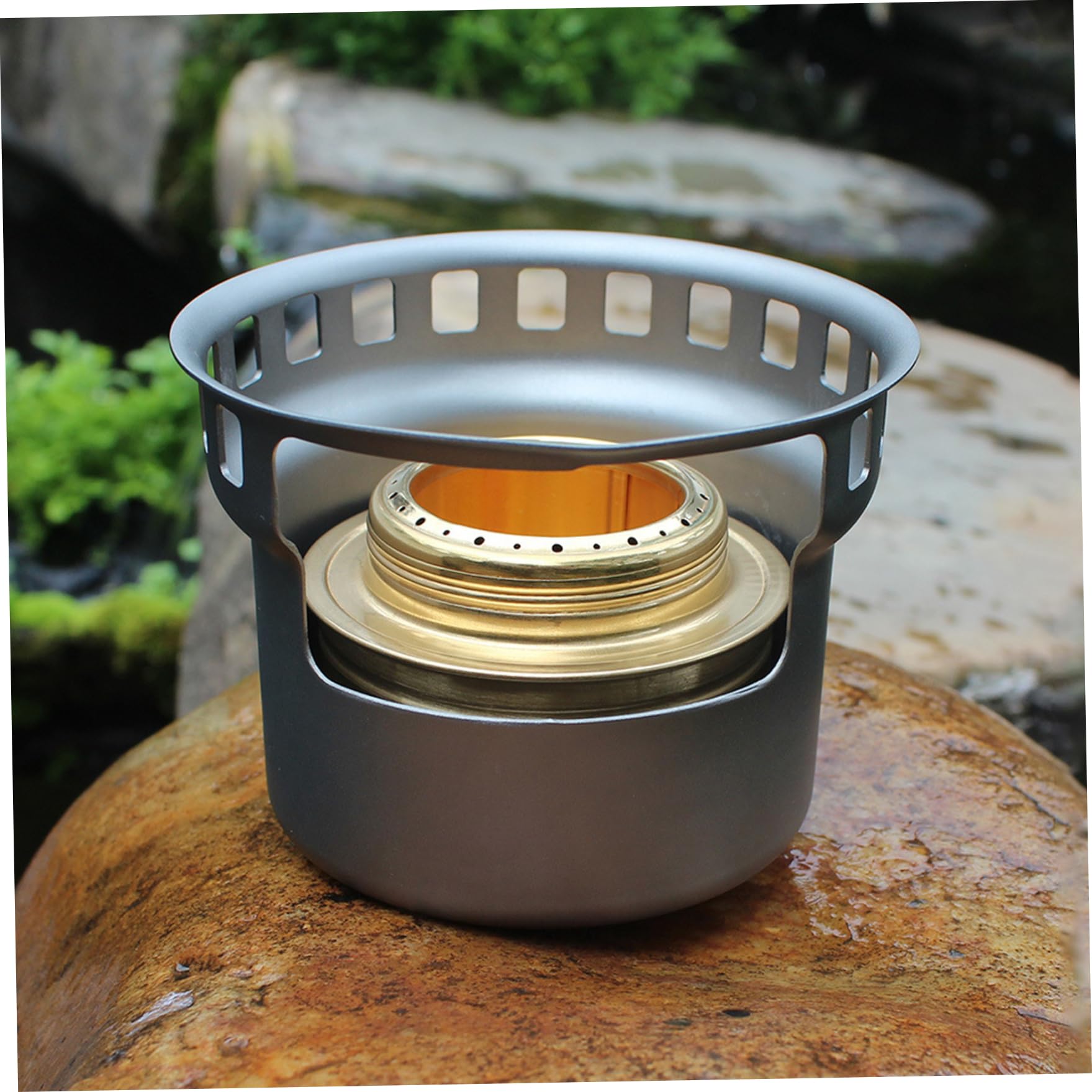 Alcohol Multifuel Stove With Windshield|Titanium Alcohol Stove Spirit Burner Outdoor Wood Stove with Stands Brackets Camping Multi-Fuels Ultralight Backpacking Stove (Furnace only)