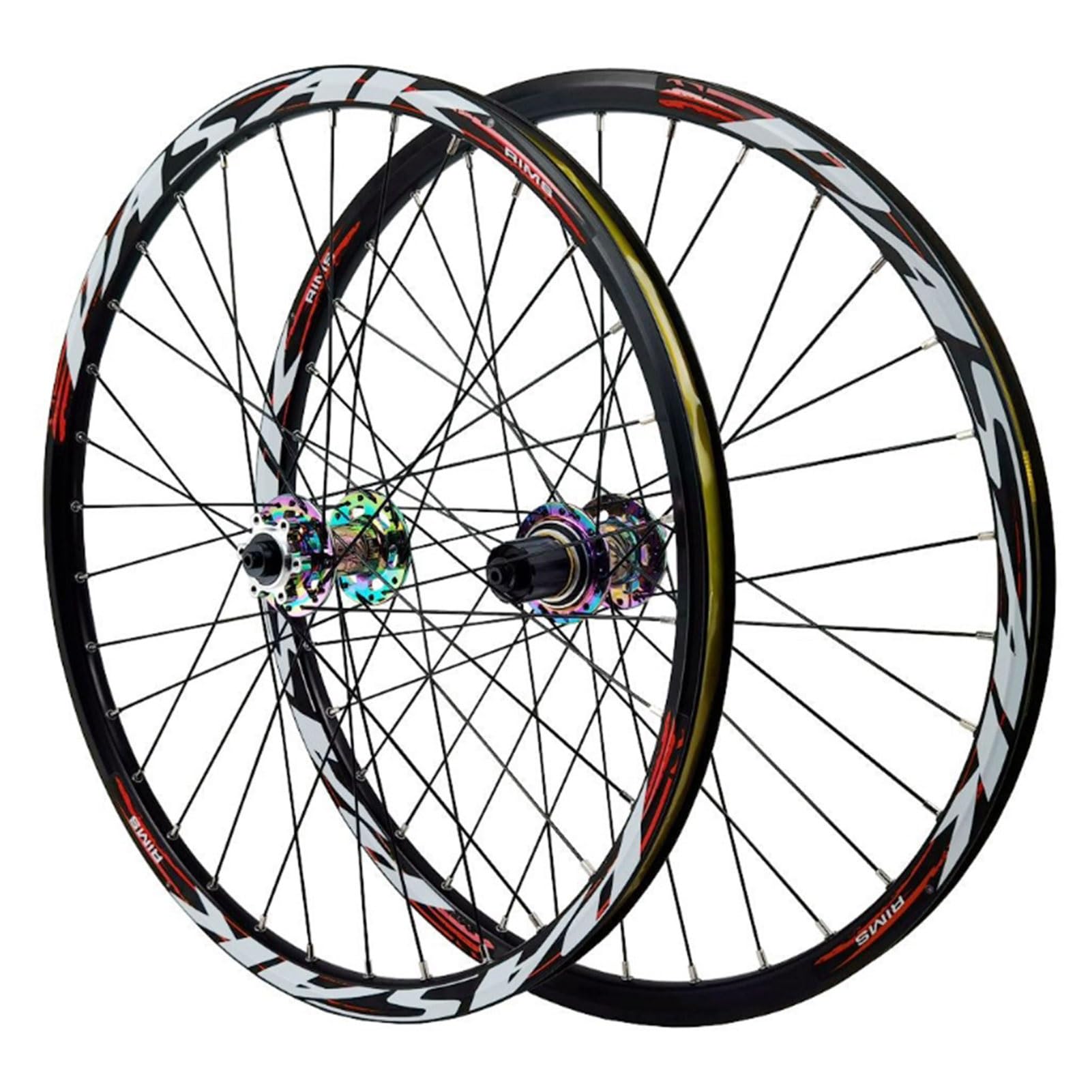 ZXGSXIOU Aluminum Alloy 24/26/27.5/29 In MTB Bike Wheelset, Double Wall Rims 32 Holes Quick Release Disc Brake 1.25-2.35in Tires
